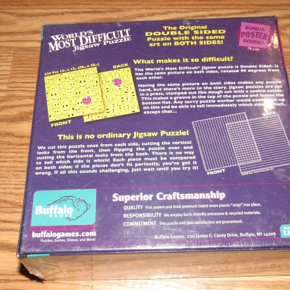 World’s Most Difficult Jigsaw Puzzle Penguins Double Sided Puzzle~SEALED - Picture 2 of 2